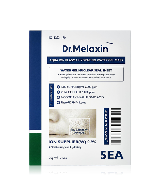 DR. MELAXIN Aqua Ion Plasma Hydrating Water Gel Face Mask, PACK of 1 or 5, Korean Beauty