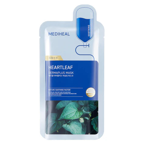 MEDIHEAL Dermaplus Heartleaf Mask, Pack of 10 or 1, Korean Beauty