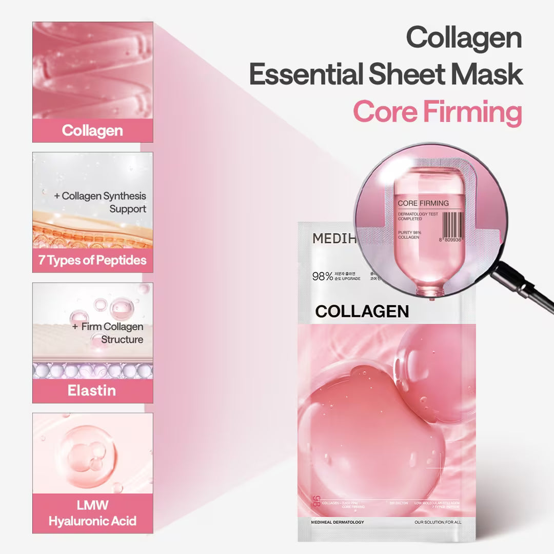 MEDIHEAL Collagen Essential Mask, PACK of 4 or 10, Korean Beauty