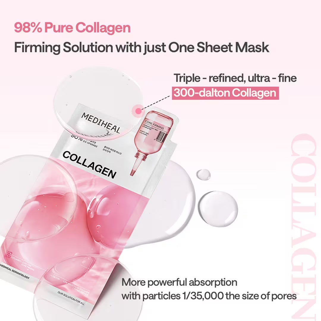 MEDIHEAL Collagen Essential Mask, PACK of 4 or 10, Korean Beauty