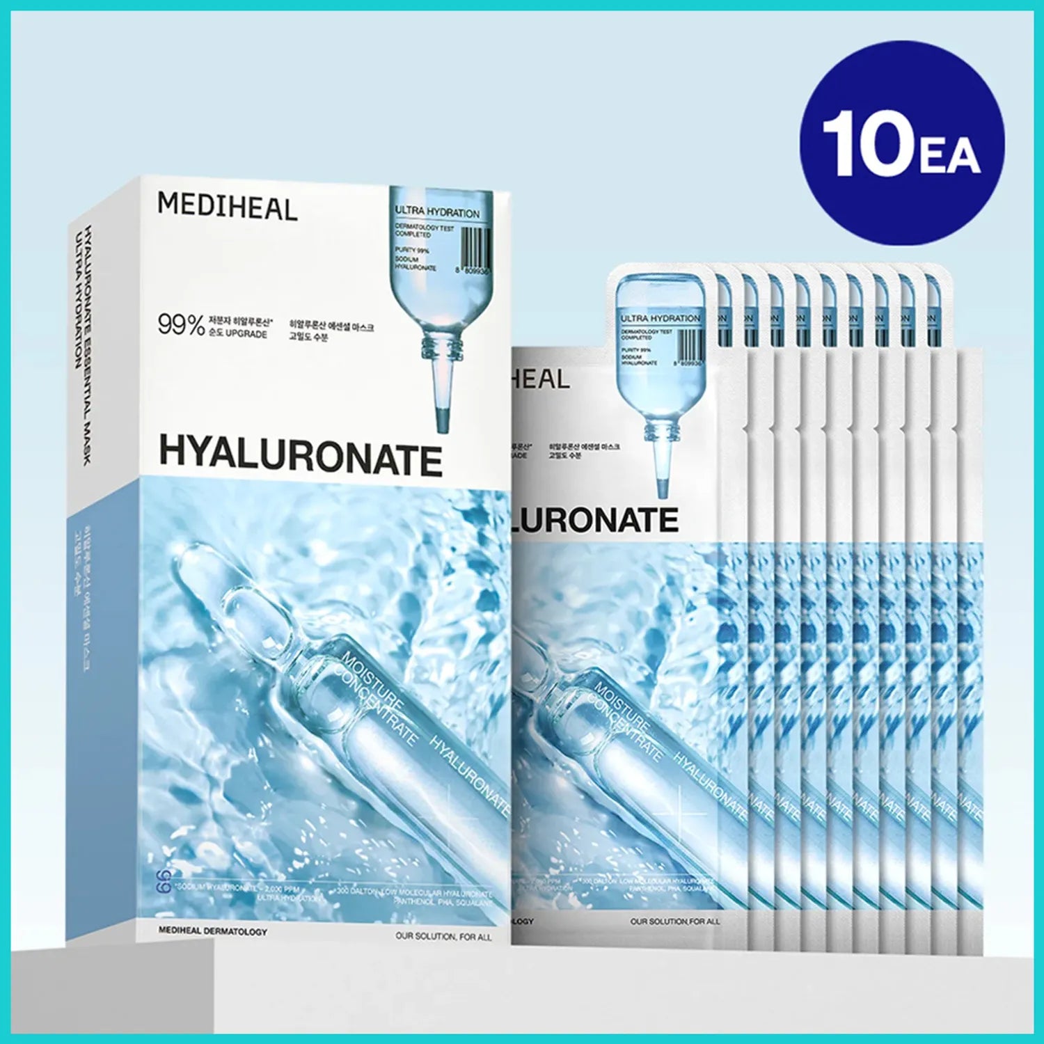 MEDIHEAL Hyaluronate Essential Mask, PACK 1, 4, or 10, Korean Beauty