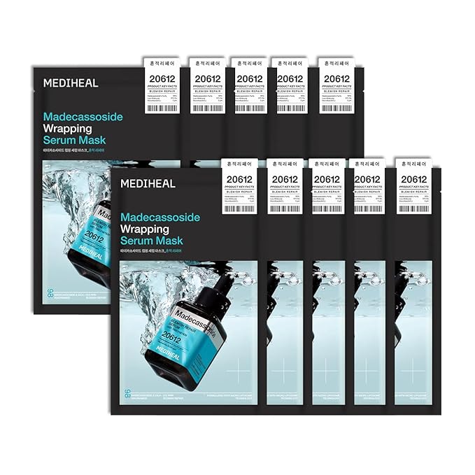 MEDIHEAL Madecassoside Wrapping Serum Mask, PACK of 1 or 10, Korean Beauty
