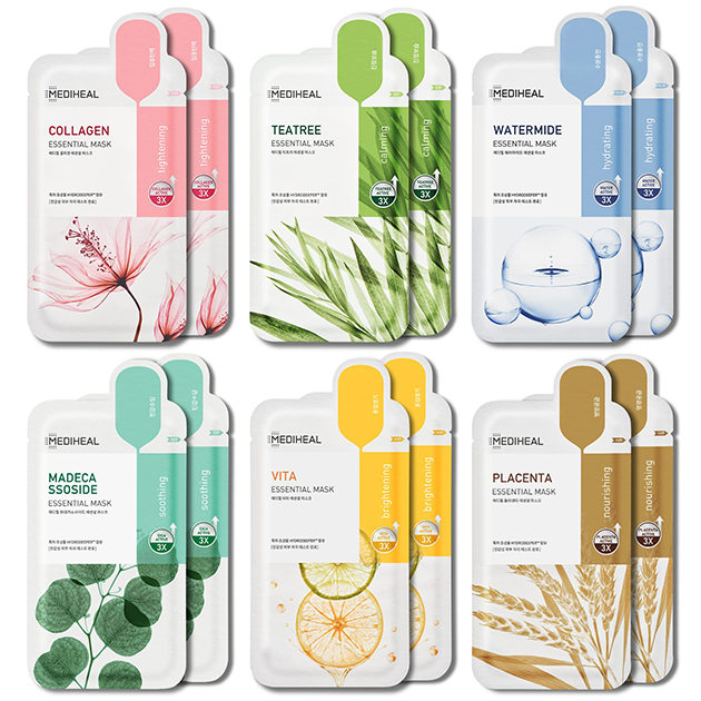 MEDIHEAL Essential Sheet Mask Set, PACK of 12, Korean Beauty – Mask Marie