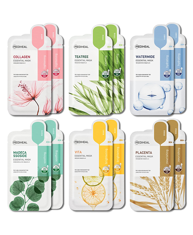 MEDIHEAL Essential Sheet Mask Set, PACK of 12, Korean Beauty