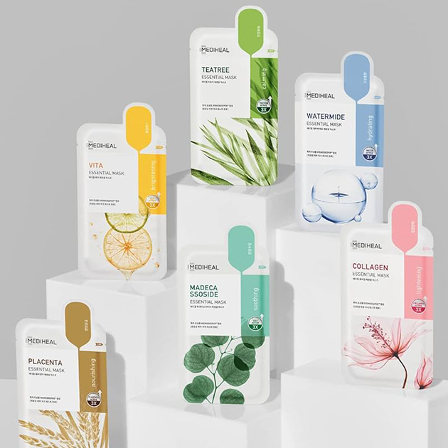 MEDIHEAL Essential Korean Sheet Mask Set, PACK of 12, Korean Beauty