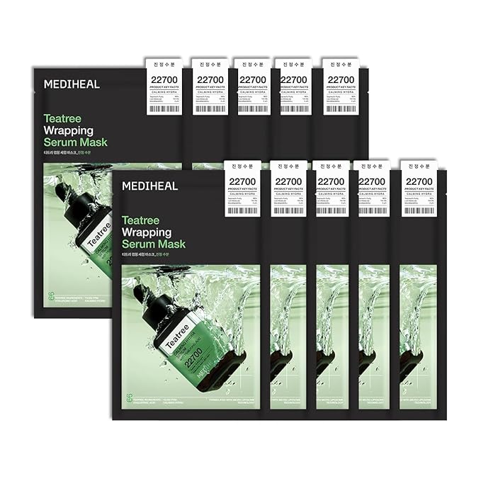 MEDIHEAL Teatree Wrapping Serum Mask, PACK of 1 or 10, Korean Beauty