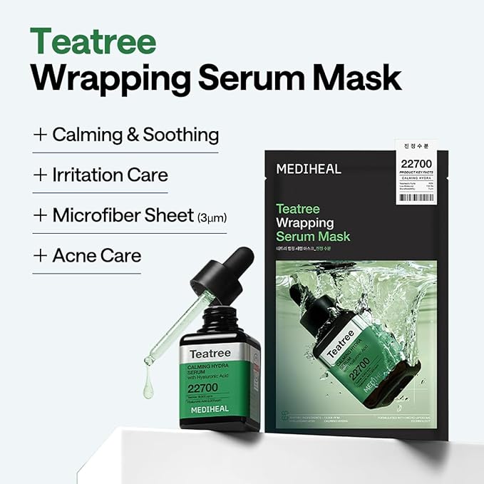 MEDIHEAL Teatree Wrapping Serum Mask, PACK of 1 or 10, Korean Beauty