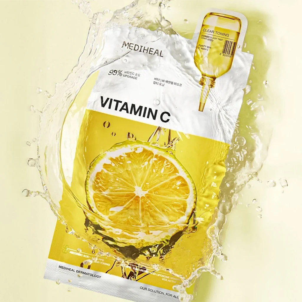 MEDIHEAL Vitamin C Essential Mask, PACK of 4 or 10, Korean Beauty