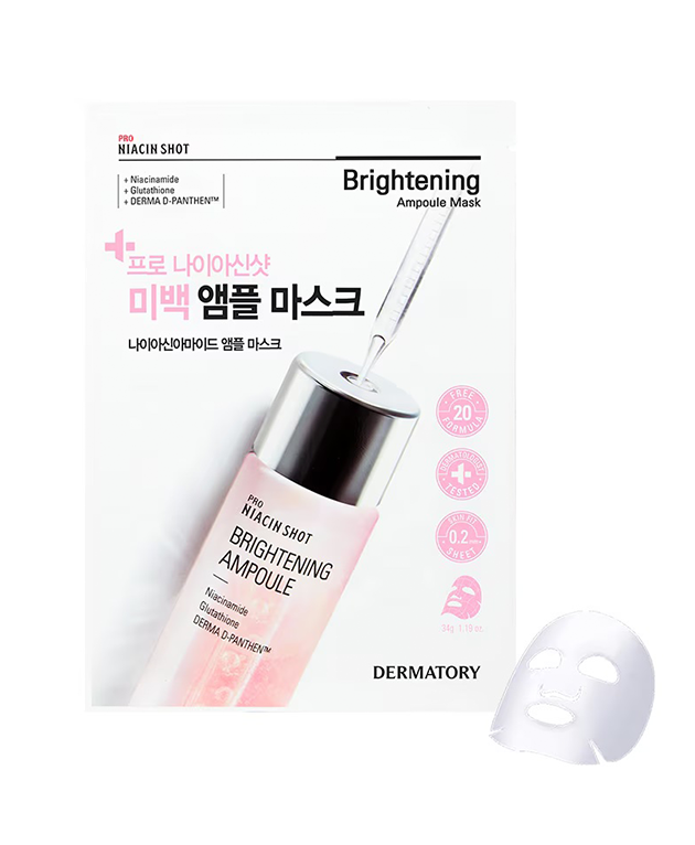 DERMATORY Pro Niacin Shot Brightening Ampoule Mask, PACK 10, Korean Beauty