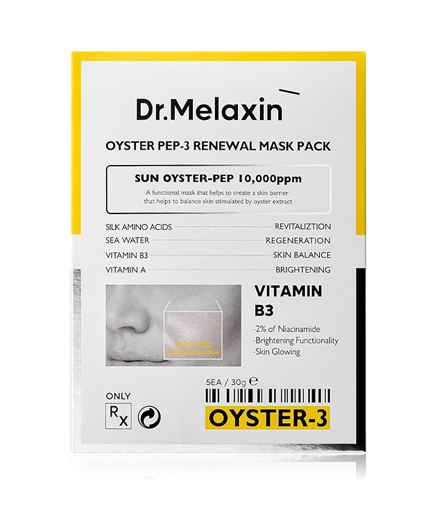 DR. MELAXIN Oyster Pep-3 Renewal Mask Pack, PACK of 5, Korean Beauty