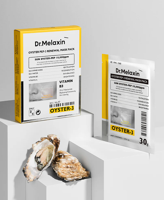 DR. MELAXIN Oyster Pep-3 Renewal Mask Pack, PACK of 5, Korean Beauty