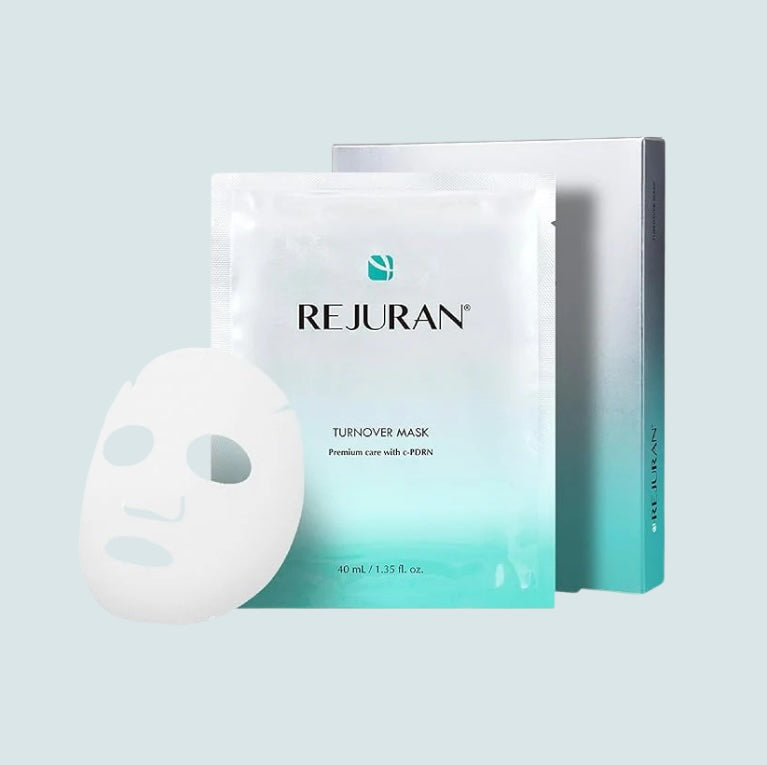 REJURAN Advanced Overnight Renewal System (4-Piece Set with c-PDRN Turnover Ampoule, 5-Pack Turnover Mask, Nutritive Cream, and Advanced Active Night Repair Eye Cream), Korean Beauty