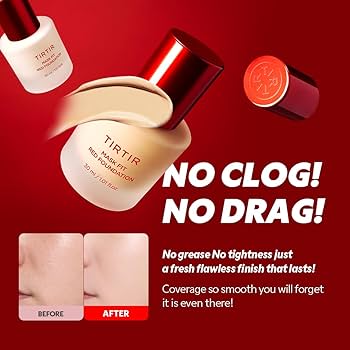 **Mask Marie Exclusive** TIRTIR Mask Fit Red Foundation & CLIO Foundation Brush Set, Korean Beauty