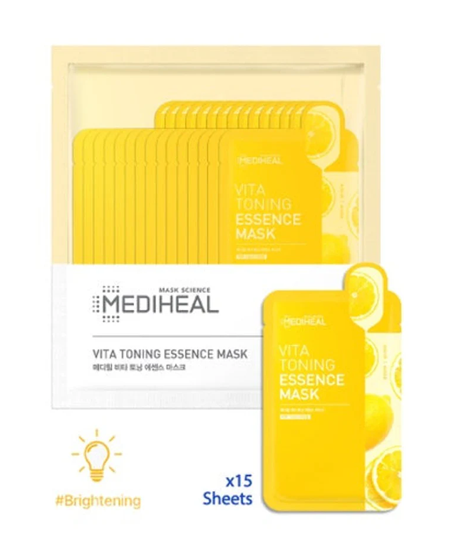 MEDIHEAL Vita Toning Essence Mask VALUE PACK of 15, Korean Beauty